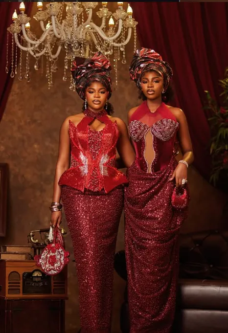 Purple Speedy sharing a formal fashion moment with her sister